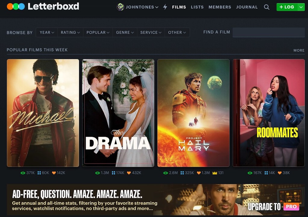 Letterboxd busca dueño, y nuestra experiencia con la "mierdificación" de las plataformas sugiere que quizás haya que preocuparse