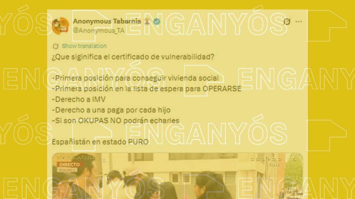 El certificado de vulnerabilidad para la regularización no da acceso ni prioridad a recibir ayudas sociales