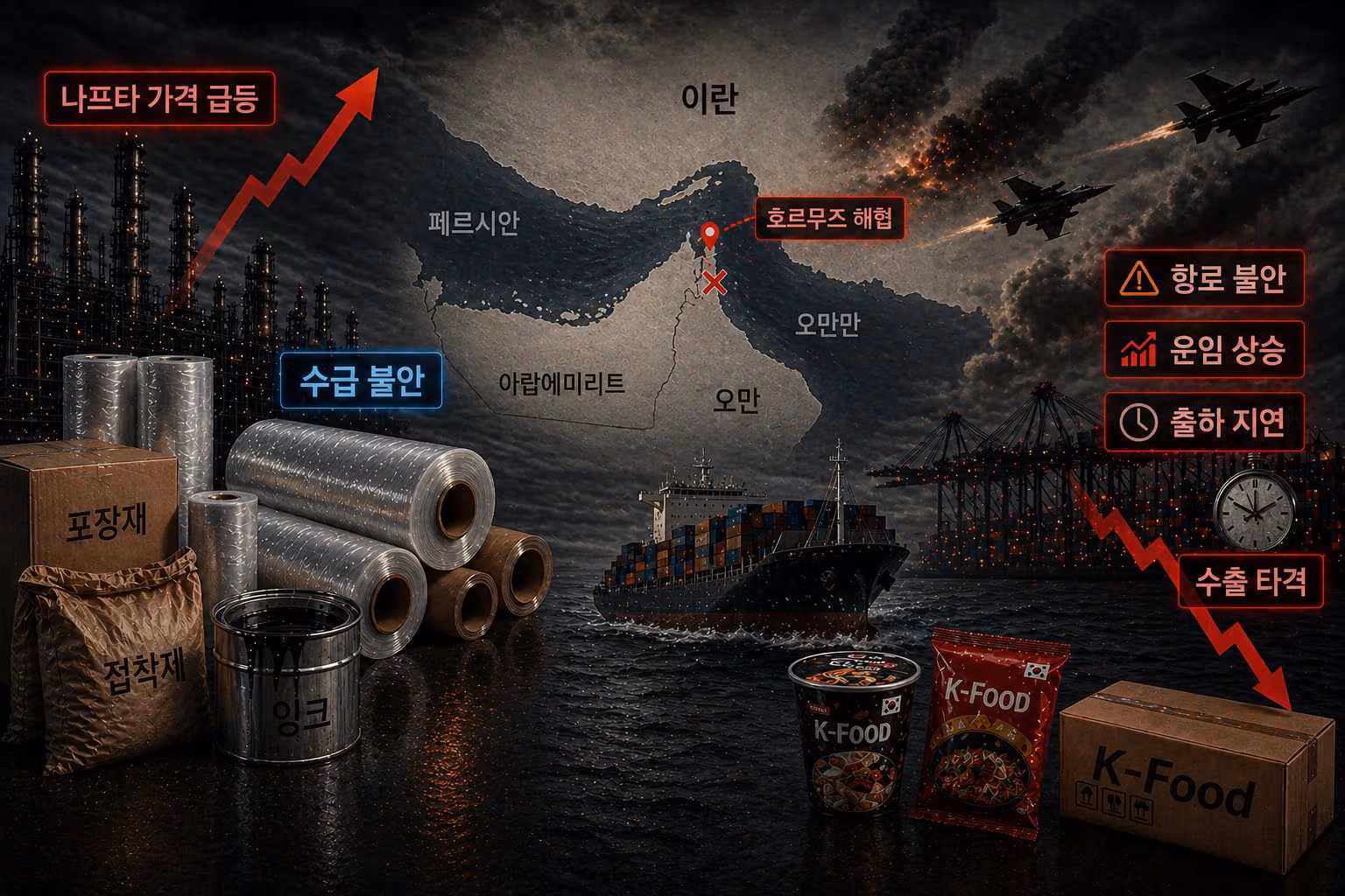 포장재 수급 불안 중 수출도 급감… 중동 사태에 식품업계 이중고