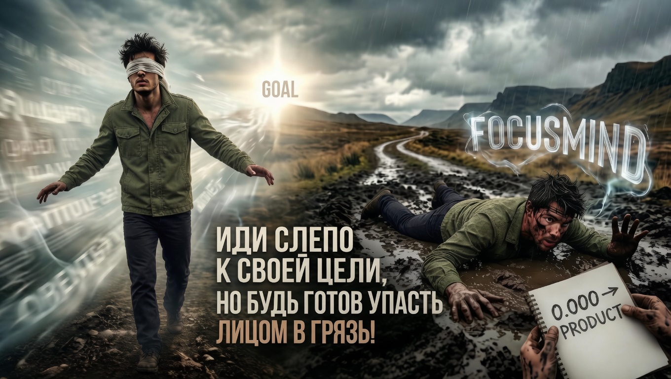 Иди слепо к своей цели, но будь готов упасть лицом в грязь
