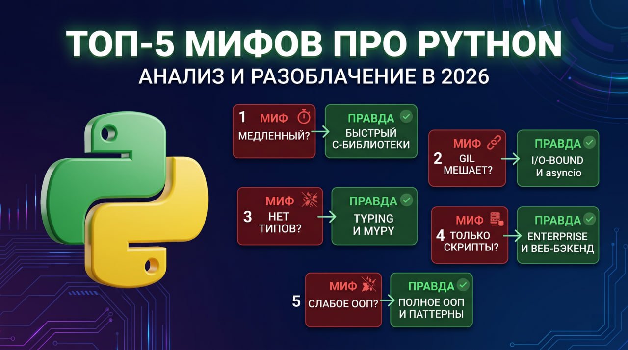 Топ-5 мифов о Python, в которые давно пора перестать верить