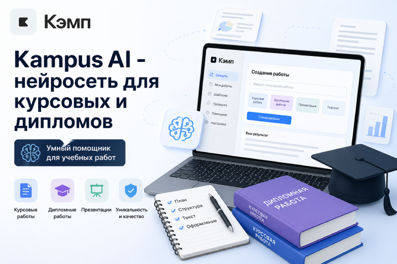 Kampus AI — нейросеть для курсовых и дипломов: реальные отзывы, проверка уникальности, обзор кэмп
