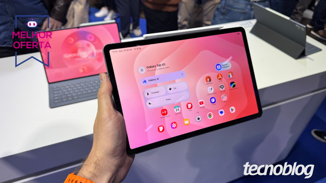 Galaxy Tab S11 5G (256 GB) alcança menor preço em meses em oferta com cupom