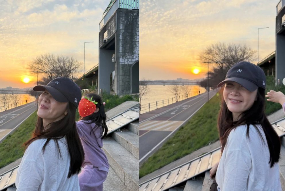 ‘46세 출산’ 최지우, 딸과 노을 산책…따뜻한 일상 공개