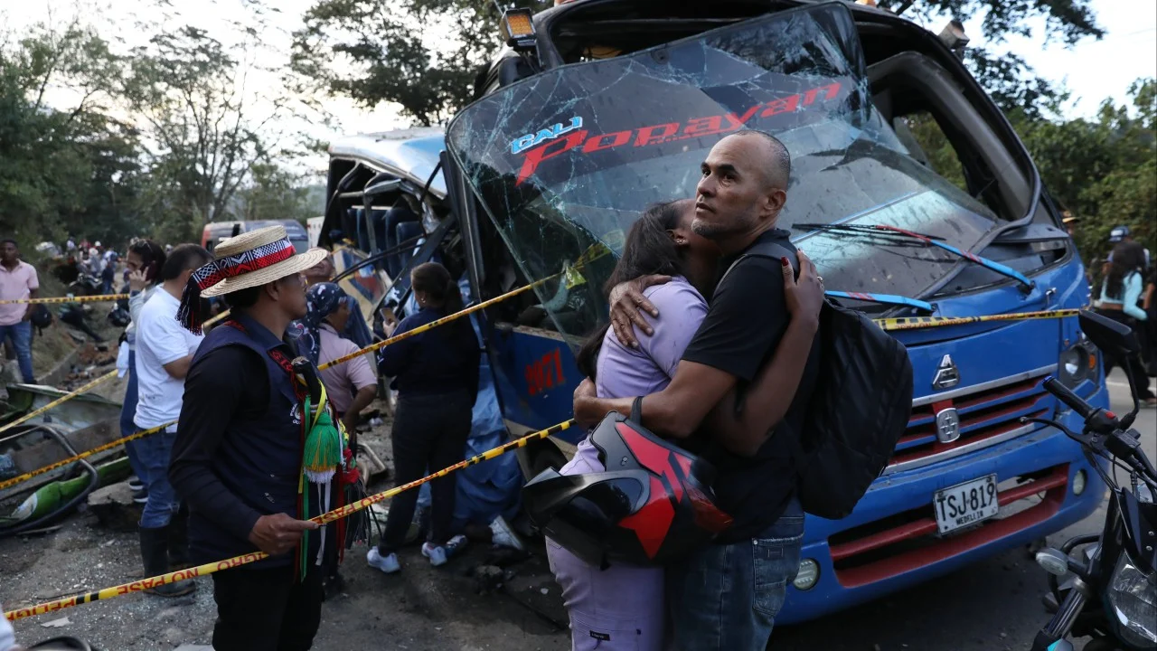 Explosive device kills 20 and injures 36 on bus in Colombia