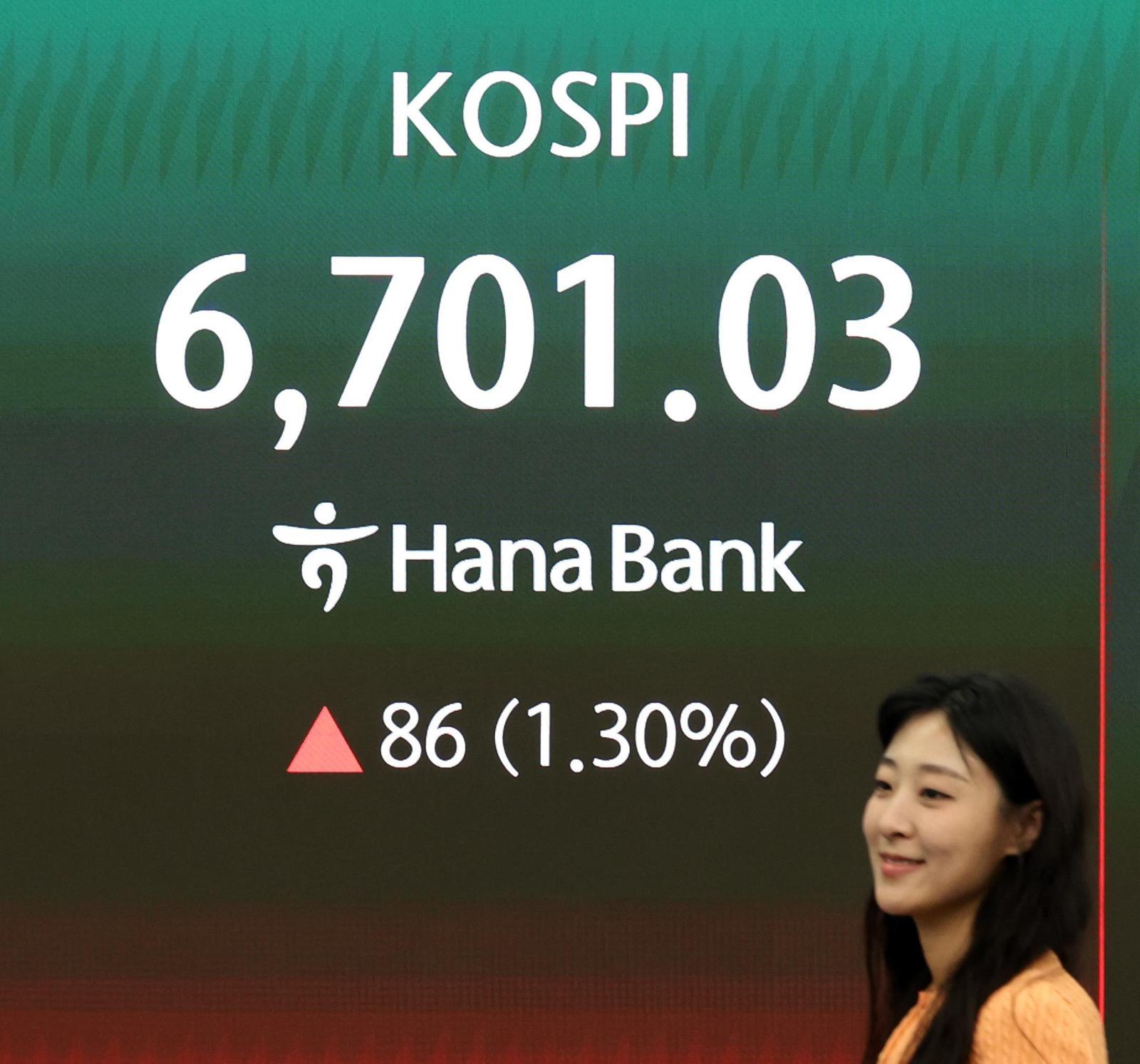 코스피 장중 6700 돌파… 이틀연속 신고가 행진