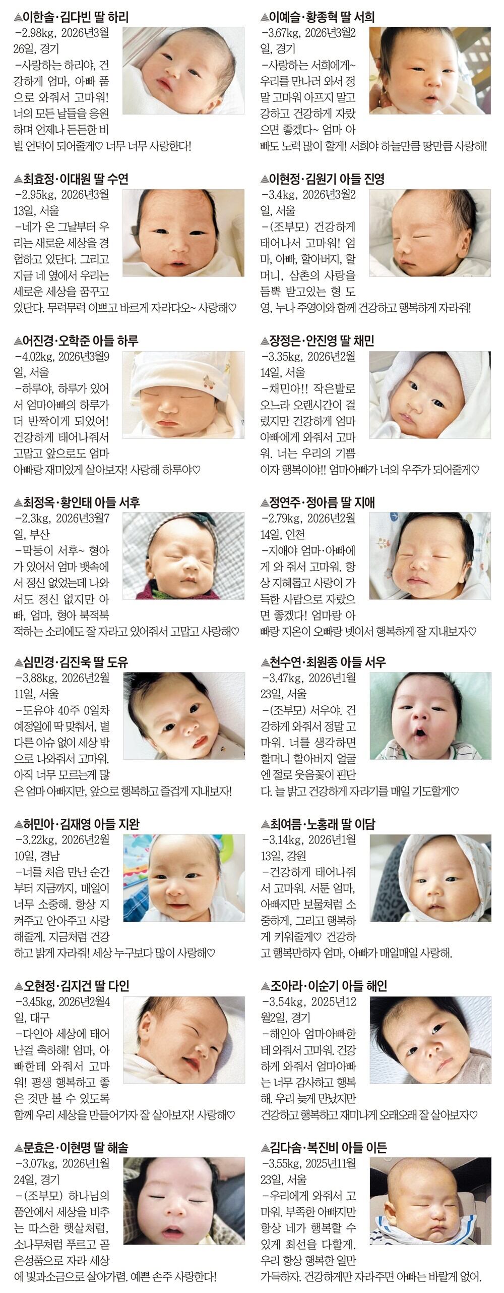 [우리 아기가 태어났어요] 이한솔·김다빈 딸 하리 외