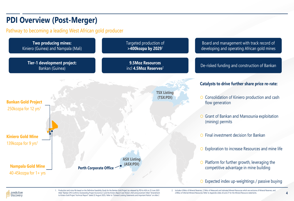 Predictive Discovery Q1 2026 slides: production surges 308% on Kiniero ramp-up
