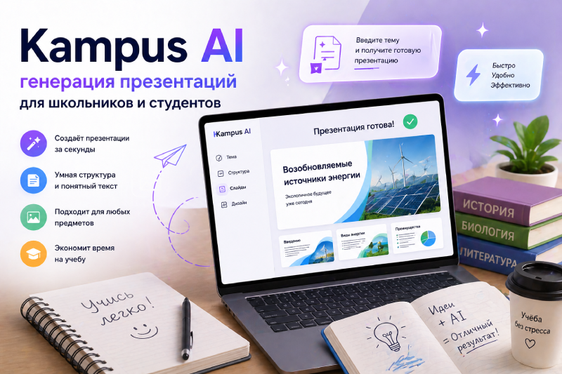 Kampus AI — генерация презентаций для школьников и студентов: как работают такие нейросети