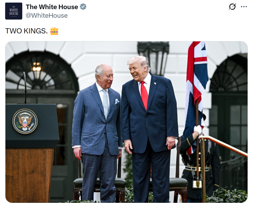 백악관, 트럼프·찰스 3세 회동 사진에 “두 명의 왕” 표현 논란