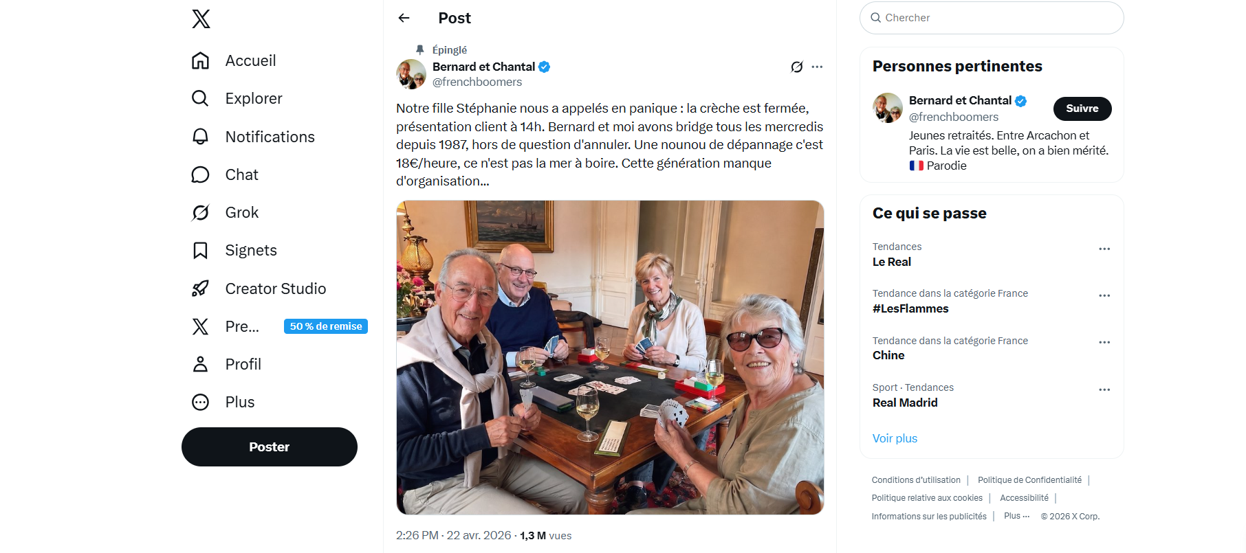 Maison à Arcachon, bridge... «Bernard et Chantal», ce compte parodiant un couple de «boomers» qui fait fureur sur les réseaux sociaux