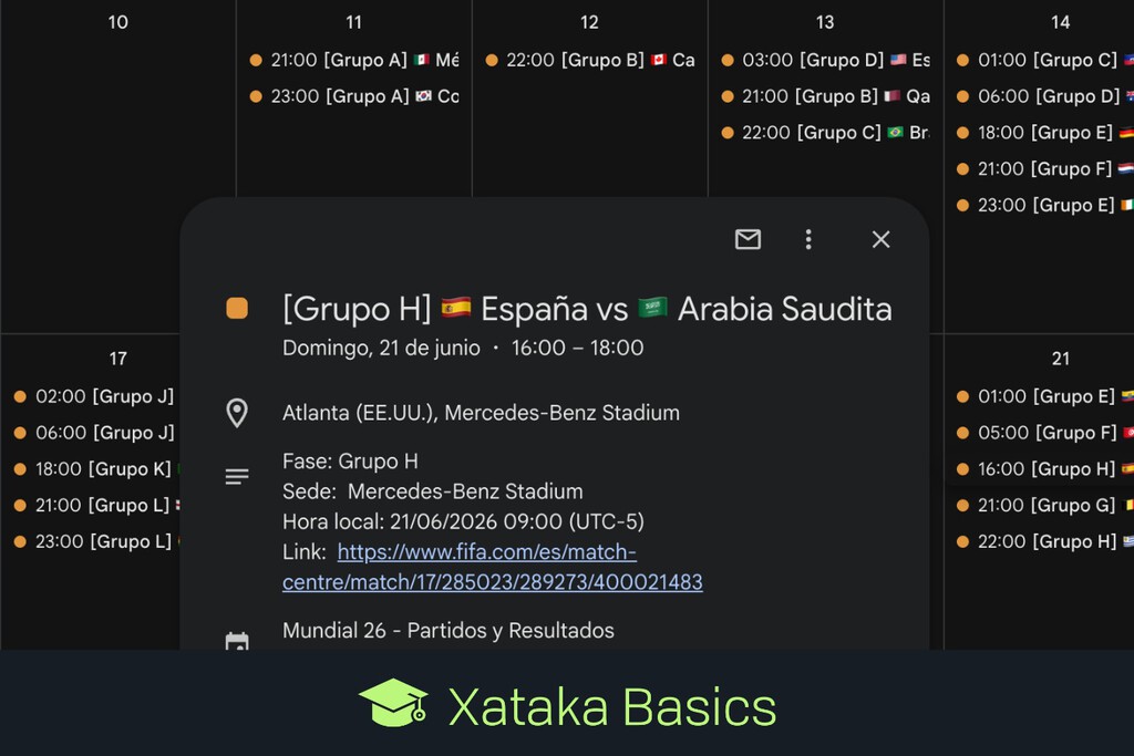 Cómo añadir todos los partidos del mundial directamente en tu calendario