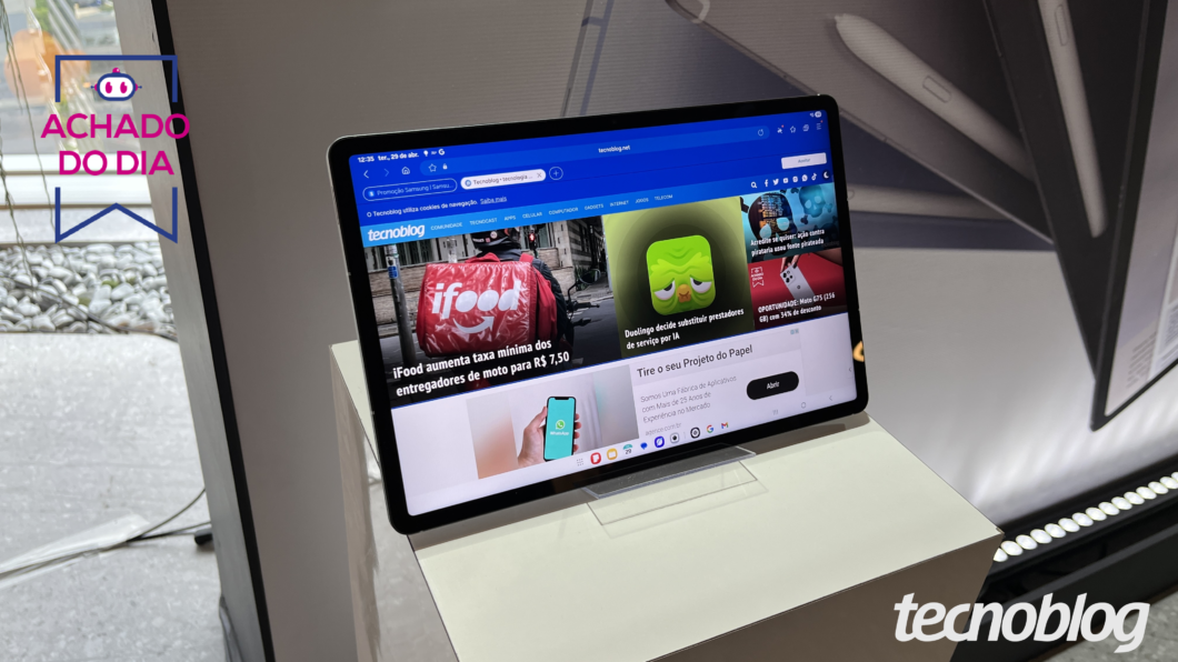 Galaxy Tab S10 FE Plus cai para 44% em oferta no Magalu