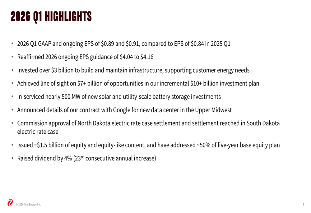 Xcel Energy Q1 2026 slides: $60B capital plan, data center growth drive outlook